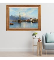 Çerçeveli Paspartulu Manzara Tablo cft0113 (Gold)