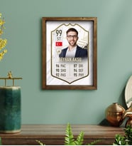 BK Gift Kişiye Özel Doğal Masif Ahşap Çerçeveli Tablo 30x40cm Futbolcu Kartı-10