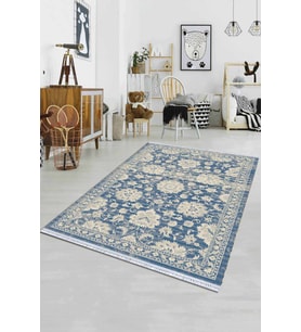 Eflatun Vintage Dokuma Pamuk Taban Kaymaz Kilim KLM122
