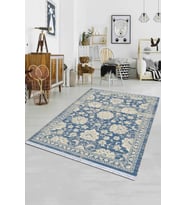 Eflatun Vintage Dokuma Pamuk Taban Kaymaz Kilim KLM122