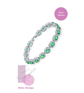 Rubin Boutigue Aaa+ Kalite Zirkon Platin Kaplama Ithal Bileklik 100