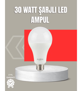 30w Şarjlı Led Ampul E27 Duy %80 Enerji Tasarruflu Soğuk Beyaz
