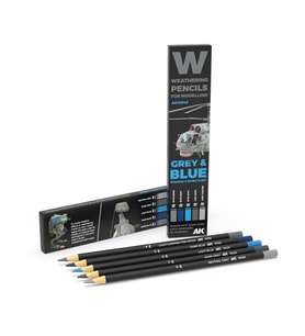 AK 10043 Suluboya Kalemi Seti, Grey & Blue, Shading & Effects, 5 Adet