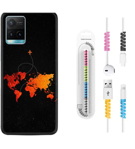 Vivo Y11S Y21S Y20 Y20S Y70 Kılıf Kablo Koruma Spiral Silikon İz Bırakan Uçak 1778