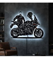 Kişiye veya Fotoğrafa Özel Led Işıklı Ahşap Hediyelik Motosiklet Tabloları, Dekor