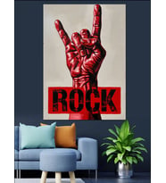 Kırmızı El Rock İşareti Dekoratif Kanvas - Mdf Ahşap Tablo