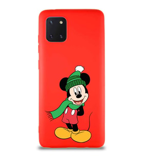 Samsung Galaxy A81 Soft Premier Kapak Mickey Mouse-G Tasarımlı Silikon Kılıf - Kırmızı (Şeffaf)