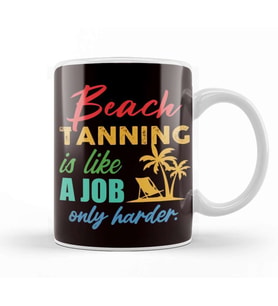 Beach Tanning Sunbathing Summer Island Vacation Traveler Sun Kupa Bardak Porselen
