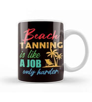 Beach Tanning Sunbathing Summer Island Vacation Traveler Sun Kupa Bardak Porselen