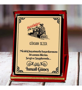 Makinist Baskılı Plaket (1. Tasarım)  Kişiye Özel (Kırmızı)