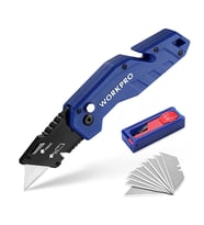 WORKPRO WP211008 Profesyonel Katlanır Çok Amaçlı Rötuş Maket Bıçağı + 10 Adet Yedek Bıçak