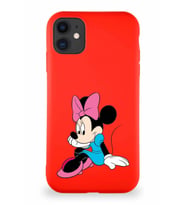 Apple iPhone 11 Soft Premier Kapak Minnie Mouse-E Tasarımlı Silikon Kılıf - Kırmızı (Şeffaf)