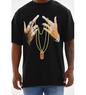 Erkek Baskılı T-Shirt Kısa Kol Bisiklet Yaka Rahat Kalıp Günlük Tişört - Siyah