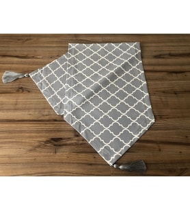 GRİ ÜZERİ BEYAZ MOROCCAN DESENLİ RUNNER (Çok Renkli)