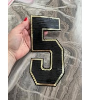 21X11 CM ÜTÜ İLE YAPIŞAN PAYETLİ 5 RAKAMI ARMA YAMA DİKİŞ AKSESUARI