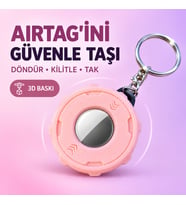 Apple AirTag Uyumlu Döndürmeli Kilitli 3D Baskı Koruyucu Anahtarlık