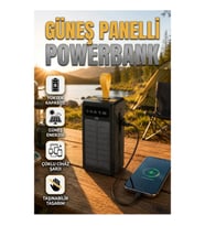 Güneş Panelli LED Işıklı Taşınabilir Powerbank Çoklu Şarj Destekli