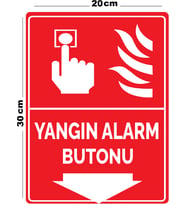 Metal Yangın Alarm Butonu 20cm x 30cm A4 Büyüklüğünde Uyarı Levhası Yönlendirme Tabelası