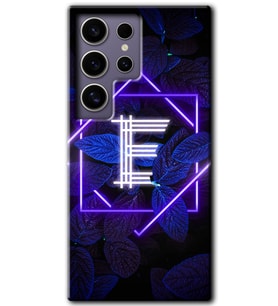 Galaxy S24 Ultra Kılıf HD Desen Baskılı Kılıf - Dark Neon Yaprak E Harfi