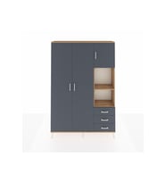 Arges Gardrop 5 Raflı 3 Çekmeceli Tek Askılı 132x30x195 Çam-Antrasit