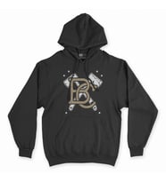 Orman Kampı Siyah Kapşonlu Sweatshirt Hoddie