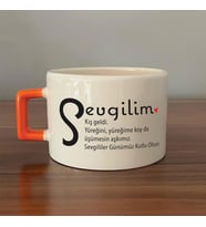 Sevgilim Baskılı Turuncu Kulplu C Fincan