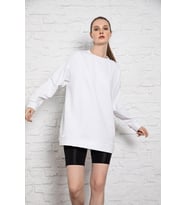MyBen Unisex Uzun Kollu Beyaz Oversize Sweatshirt İRF054