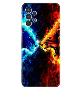 Samsung Galaxy M14 Kılıf Silikon Desen Özel Seri Red Blue Leon 1714