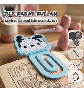 Etamina Siyah Kulaklı Köpek -Pochacco- Kanaviçe Kitap Ayracı Kiti (İşleme Hobi Seti)