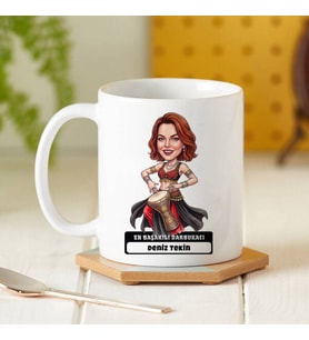 Darbukacı Kadın Karikatürlü Kupa Bardak