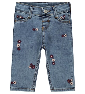 Civil Baby Çiçek Nakışlı Straight 6-18 Ay Pantolon - Mavi