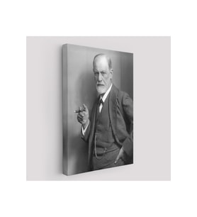 Sigmund Freud Elinde Puro ile Siyah Beyaz Fotoğrafı Kanvas Tablo-5238