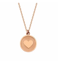 Kalp'li Altın Kolye 14K Rose Gold Yuvarlak