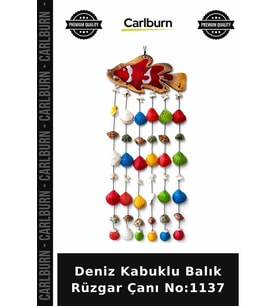 Özel Üretim Dekoratif Hediyelik Bahçe Balkon Aksesuar Deniz Kabuklu Balık Rüzgar Çanı No:1137