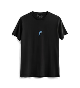  Animal Yunus Balığı Dijital Baskılı Siyah Tshirt