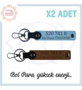 Açık Kahve-Gök Mavi, İsminiz Yazılı, 520 741 8 Bolluk ve Başarı Sayılı, Hediyelik 2'li Anahtarlık