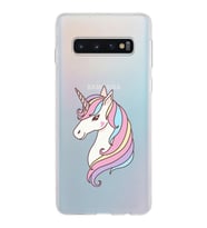 Samsung Galaxy S10 Kapak Unicorn Tasarımlı Şeffaf Silikon Kılıf