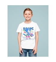 Tasarım Sonic The Hedgehog Baskılı Unisex Çizgi Film Çocuk Tişört (1-12 Yaş)