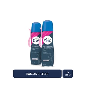 Veet Professional Tüy Dökücü Krem Sprey Bacak&vücut Bölgesi Hassas Ciltler 150ml X2