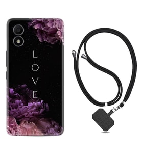 TCL 303 Kılıf Silikon Boyun Askılı İpli Desenli Silikon Love Flow 1664