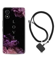 TCL 303 Kılıf Silikon Boyun Askılı İpli Desenli Silikon Love Flow 1664