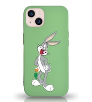 Apple iPhone 13 Mini  Lansman Kılıf Bugs Bunny Tasarımlı Altı Kapalı İçi Kadife Kaplı  Kapak (Şeffaf)