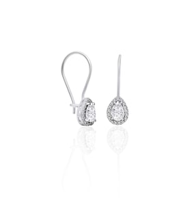Çengelli Gümüş Küpe Damla Model Zirkon Taşlı 925 Ayar ST064 (Beyaz)