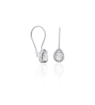 Çengelli Gümüş Küpe Damla Model Zirkon Taşlı 925 Ayar ST064 (Beyaz)