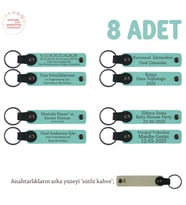 Yüzme Kursu Mezuniyet Hediyesi, Üzerine İsim Yazılabilen 8'li Set Anahtarlık, Turkuaz & Sütlü Kahve