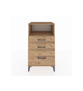 Hyperion Komodin Tek Raflı 3 Çekmeceli 60x44x106 Çam-Çam