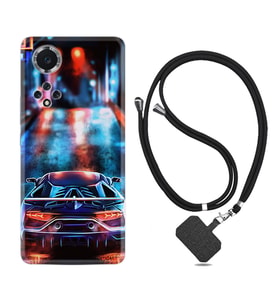 Huawei Nova Y70 Y90 Nova 9 SE  Kılıf Boyun Askılı Silikon Neon Cars 1724