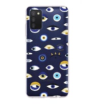 PrintiFy Samsung Galaxy A03S ile Uyumlu 1mm Slim Fit Nazar Boncuğu 2 Baskılı Şeffaf  Kılıf