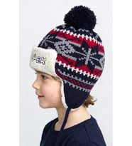 Jakarlı Unisex Çocuk Pilot Bere 1146 beyaz (Lacivert)