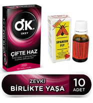 Okey Çifte Haz Prezervatif Kondom 10lu & Bayan Azdırıcı İstek Arttırıcı Damla